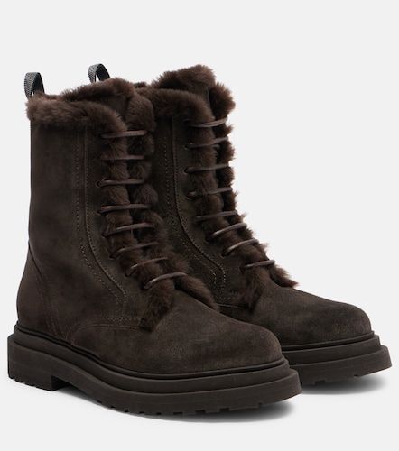 Bottines Monili en daim et shearling - Brunello Cucinelli - Modalova