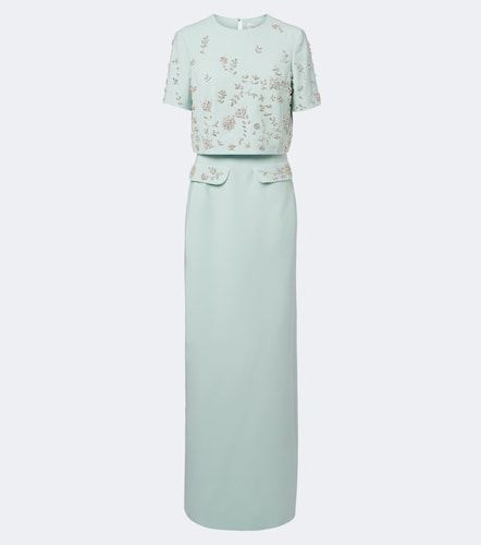 Robe longue en laine mélangée à cristaux - Oscar de la Renta - Modalova