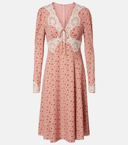 Robe midi en soie mélangée à fleurs - Dolce&Gabbana - Modalova
