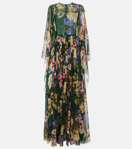 Robe longue Garden en soie à fleurs - Dolce&Gabbana - Modalova