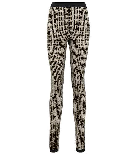 Legging jacquard en laine mélangée - Balmain - Modalova