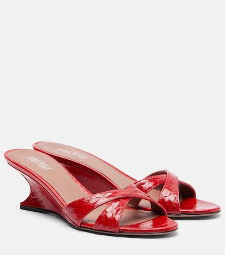 Mules compensées Nina 50 en cuir verni - Paris Texas - Modalova