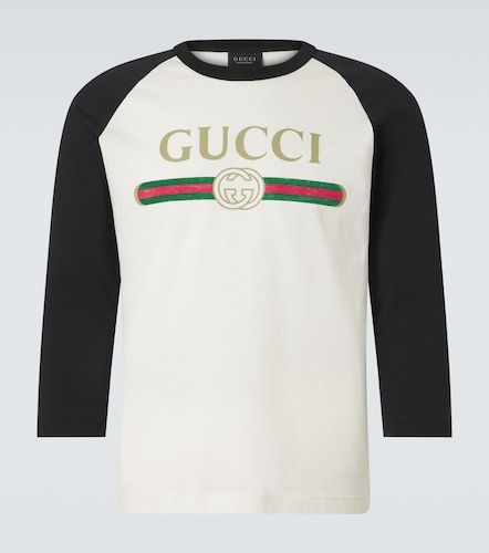 T-shirt en coton et soie à logo - Gucci - Modalova