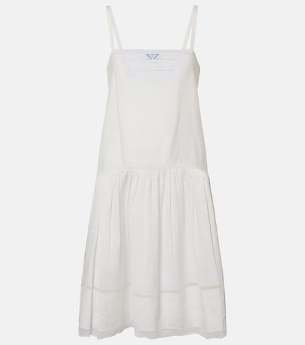 Robe en lin à finitions en dentelle - Prada - Modalova