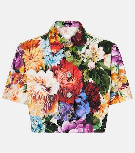 Chemise raccourcie en coton à fleurs - Dolce&Gabbana - Modalova