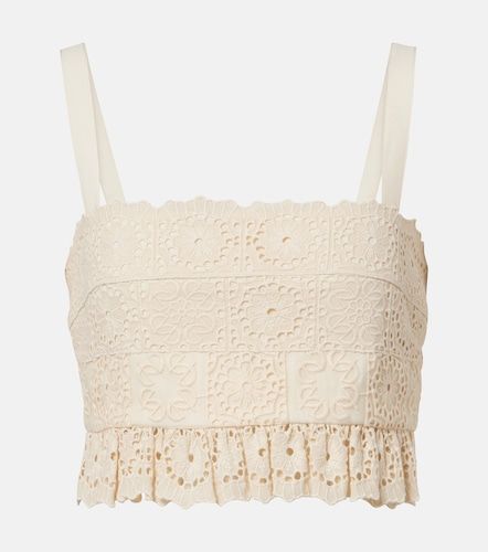 Top court en coton, soie et dentelle guipure - Elie Saab - Modalova