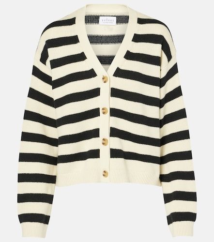 Cardigan Elodie en coton et cachemire à rayures - Velvet - Modalova