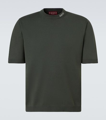 T-shirt en coton et soie à logo - Gucci - Modalova
