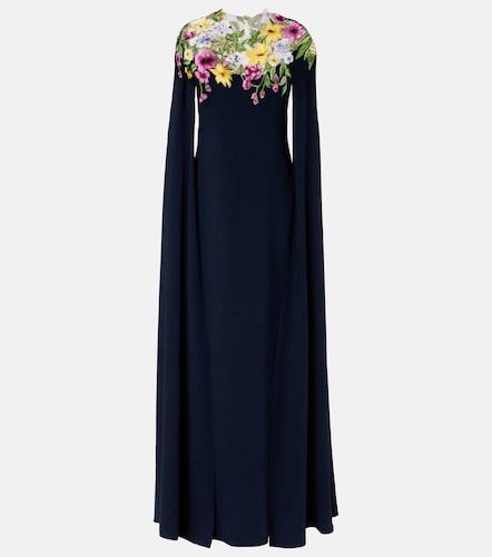 Robe longue en soie mélangée à broderie - Oscar de la Renta - Modalova