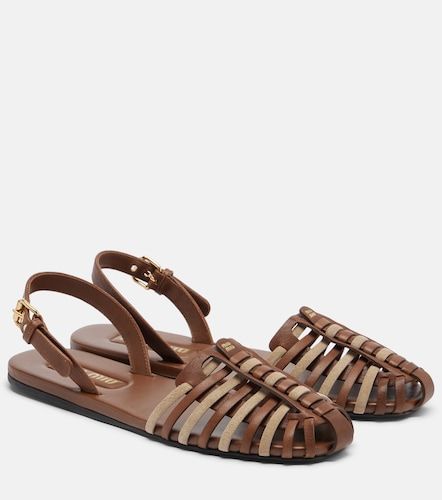 Sandales slingback en cuir et daim - Miu Miu - Modalova