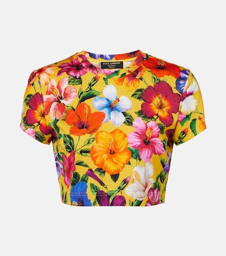Top court en coton à fleurs - Dolce&Gabbana - Modalova