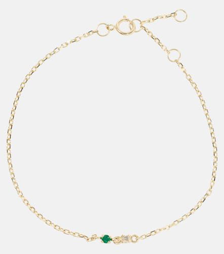 Bracelet Tiny Emerald Goddess en or 14 ct, émeraude et diamants - Stone and Strand - Modalova