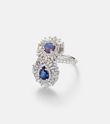 Bague en or blanc 18 ct (750/1000) et pierres précieuses - Suzanne Kalan - Modalova