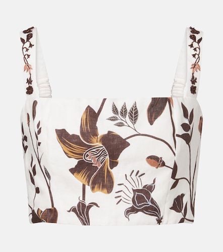 Top court Cacao en lin à fleurs - Agua by Agua Bendita - Modalova