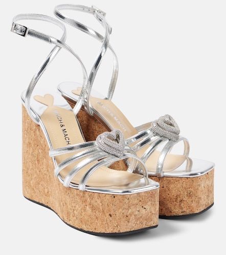 Sandales compensées Double Heart en cuir métallisé - Mach & Mach - Modalova