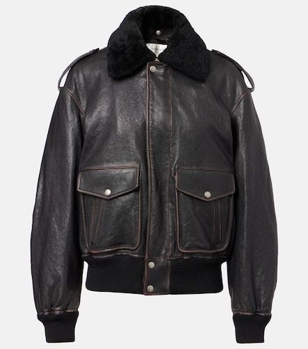 Veste en cuir et shearling - Saint Laurent - Modalova