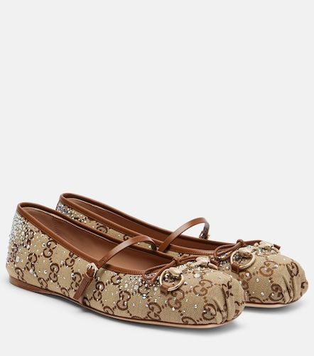 Ballerines Horsebit en toile à ornements - Gucci - Modalova