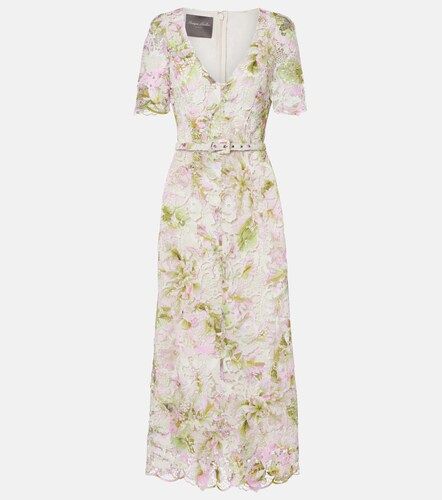 Robe midi en dentelle - Monique Lhuillier - Modalova