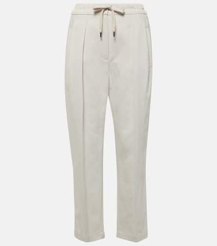 Pantalon droit en coton et lin - Brunello Cucinelli - Modalova