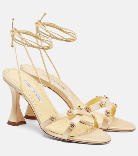 Sandales Pelysaka 95 en satin à ornements - Manolo Blahnik - Modalova