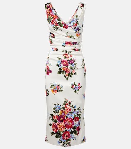Robe midi en satin à fleurs - Dolce&Gabbana - Modalova