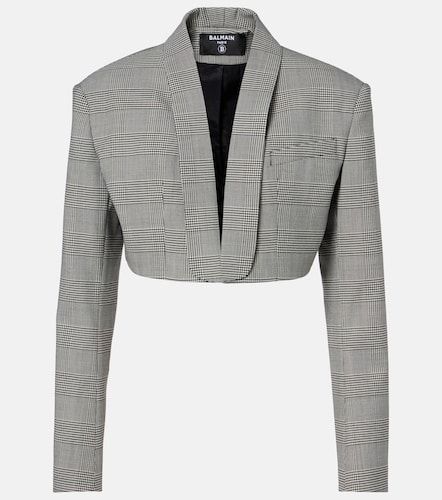 Blazer raccourci en laine mélangée - Balmain - Modalova
