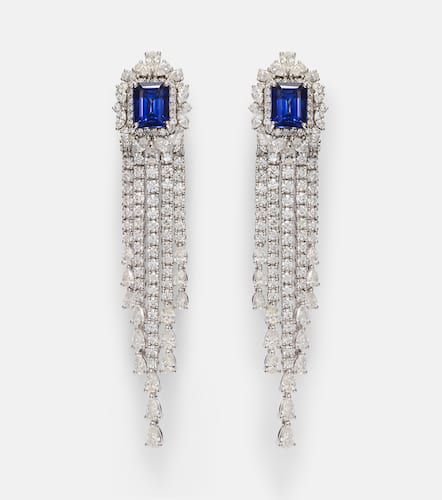 Boucles d'oreilles Reign Supreme en or blanc 18 ct, diamants et saphirs - Yeprem - Modalova