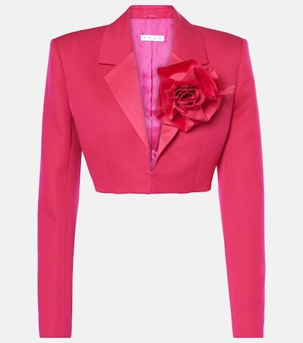 Blazer court en laine à appliqués floraux - Area - Modalova
