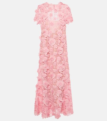 Robe midi en dentelle à fleurs - Oscar de la Renta - Modalova