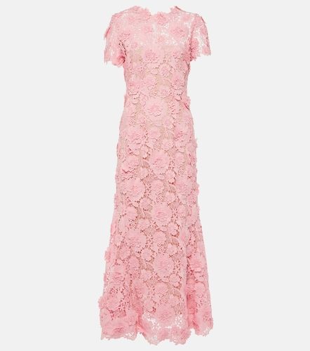 Robe midi en dentelle à fleurs - Oscar de la Renta - Modalova