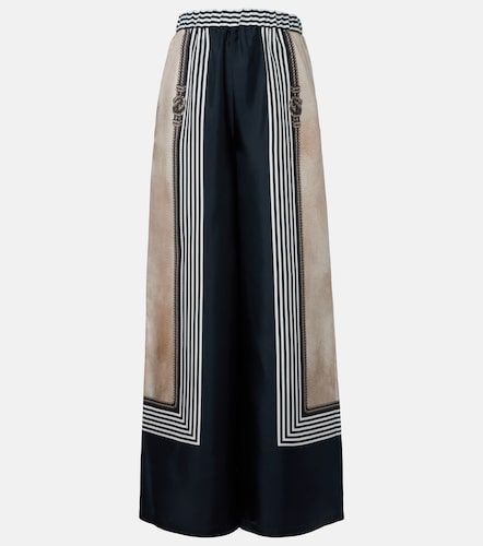 Pantalon palazzo en soie imprimé - Max Mara - Modalova