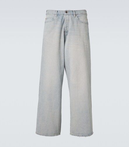 Jean wide-leg à finitions en cuir - Balenciaga - Modalova