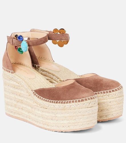 Espadrilles compensées Shanti 100 en daim - Gianvito Rossi - Modalova