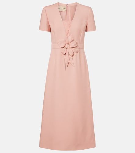Robe midi en laine et soie à appliqué - Valentino - Modalova