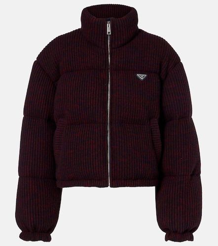 Veste doudoune raccourcie en laine et cachemire - Prada - Modalova