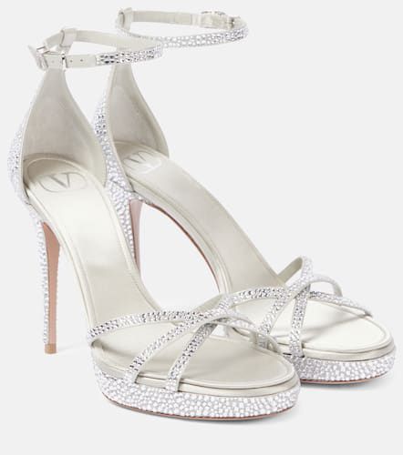 Sandales Eveninglam 115 en satin à ornements - Valentino Garavani - Modalova