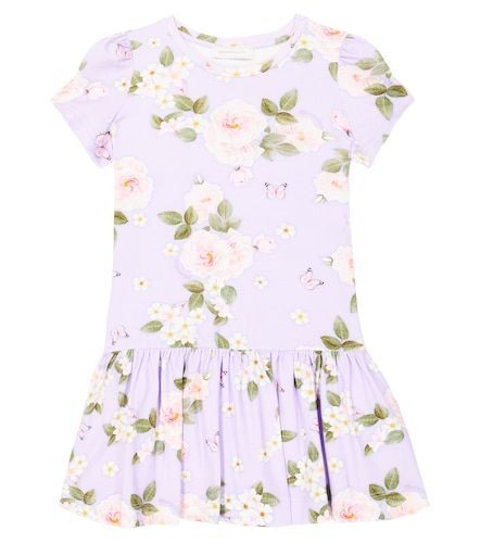 Robe en coton mélangé à fleurs - Monnalisa - Modalova