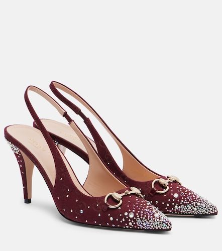 Escarpins slingback Horsebit 85 en toile GG - Gucci - Modalova