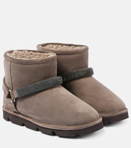 Bottines en daim et shearling à ornements - Brunello Cucinelli - Modalova