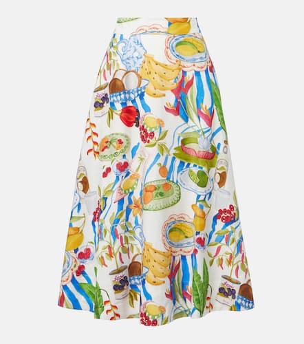 Jupe midi imprime en lin mlang - Farm Rio - Modalova