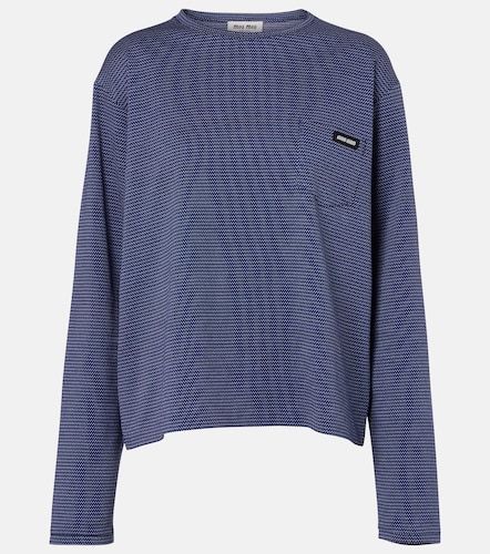 T-shirt en jersey de coton rayé - Miu Miu - Modalova