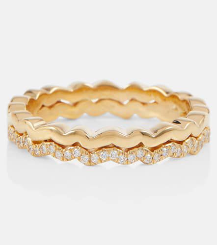 Bague Mini Wave en or 18 ct avec diamants - Suzanne Kalan - Modalova