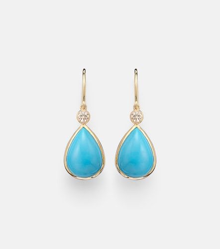 Boucles d’oreilles en or 14 ct, turquoises et diamants - Ileana Makri - Modalova