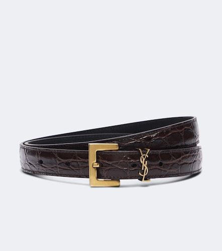 Ceinture Cassandre en cuir façon croco - Saint Laurent - Modalova