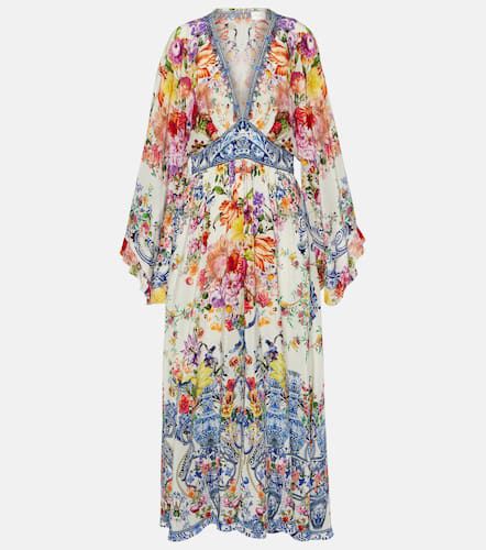 Robe longue en crêpe de soie à fleurs - Camilla - Modalova