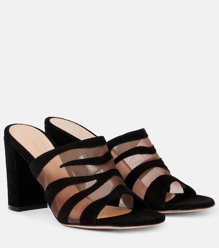 Mules en daim et résille - Gianvito Rossi - Modalova