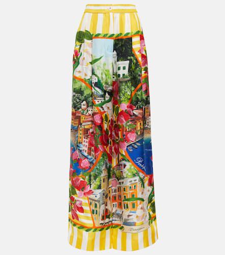 Pantalon ample Portofino à taille haute en soie - Dolce&Gabbana - Modalova