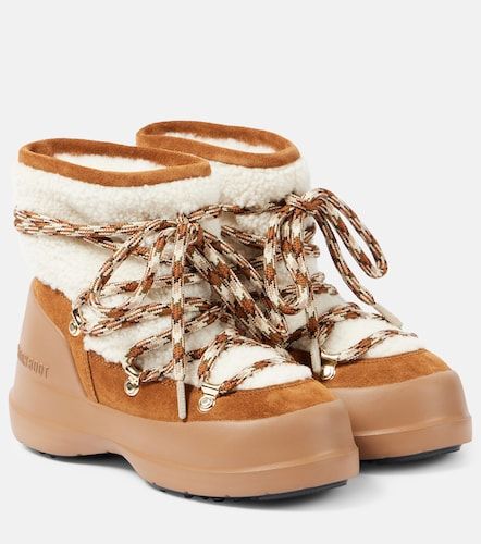 Bottes de neige Luna Low en peau lainée et daim - Moon Boot - Modalova