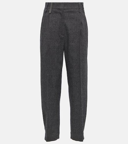 Pantalon à taille mi-haute en laine mélangée - Brunello Cucinelli - Modalova