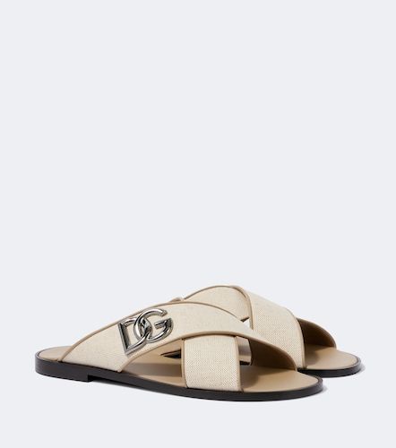 Mules DG en toile et cuir - Dolce&Gabbana - Modalova